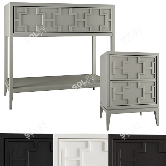 Austin Home Console/Nightstand with Drawers 3D model image 4