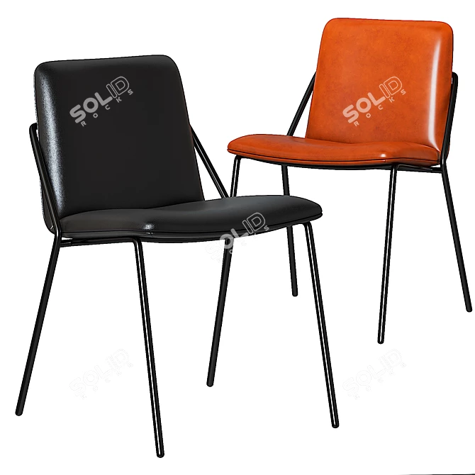 Modern Leather Sling Chair 3D model image 1