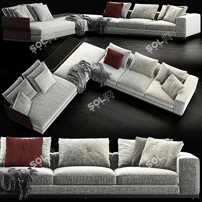 Elegant Modern Minotti West Sofa 3D model image 1