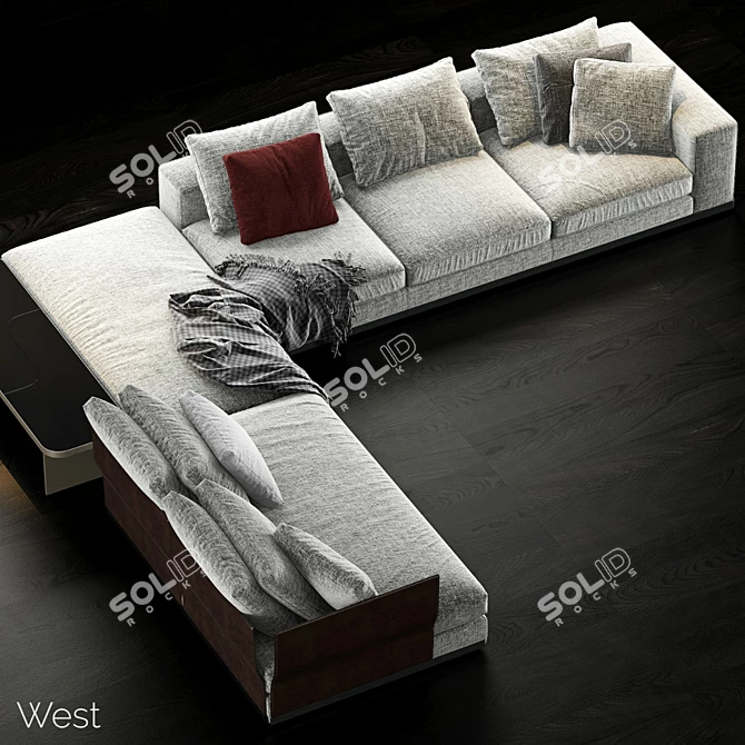 Elegant Modern Minotti West Sofa 3D model image 2