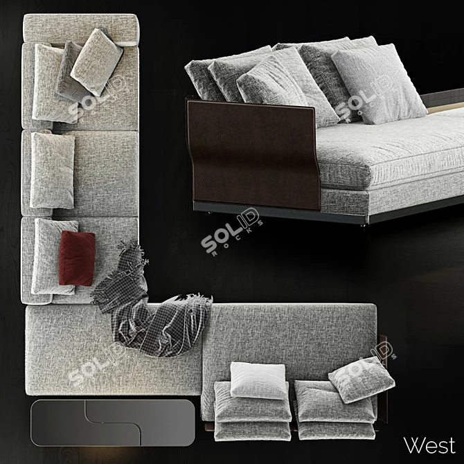 Elegant Modern Minotti West Sofa 3D model image 3