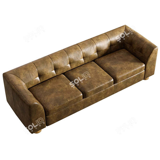 Luxury Tobacco Tufted Leather Sofa 3D model image 2