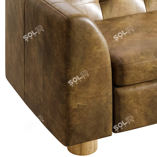 Luxury Tobacco Tufted Leather Sofa 3D model image 3