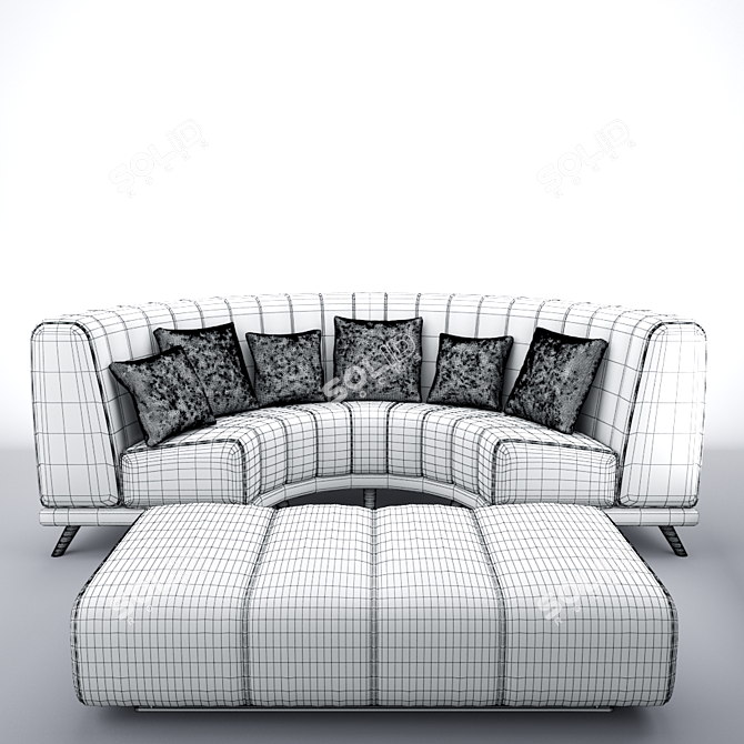 Luxury Round Sofa Set 3D model image 3
