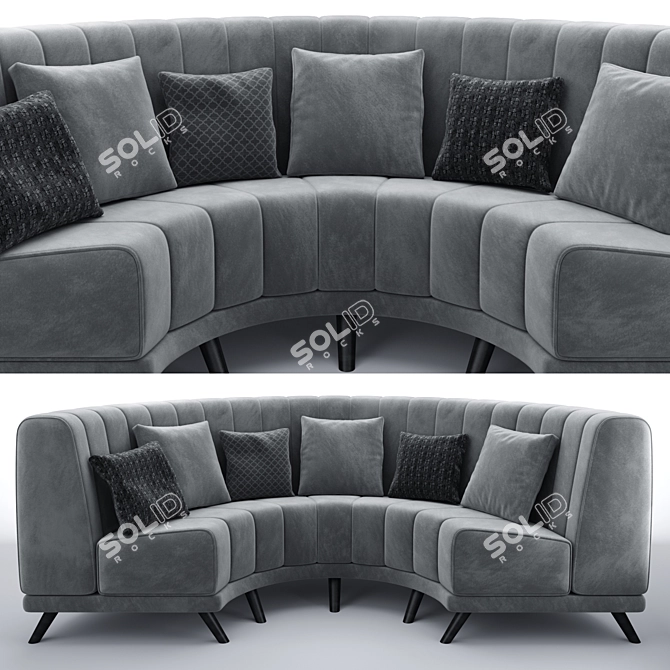 Luxury Round Sofa Set 3D model image 4