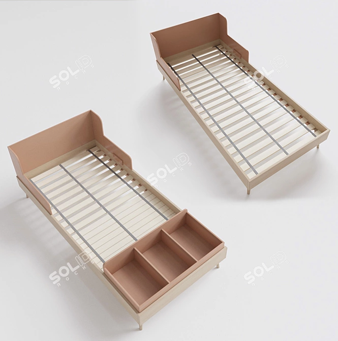 Foldable Children's Bed with Storage Drawers - Augusto 3D model image 3