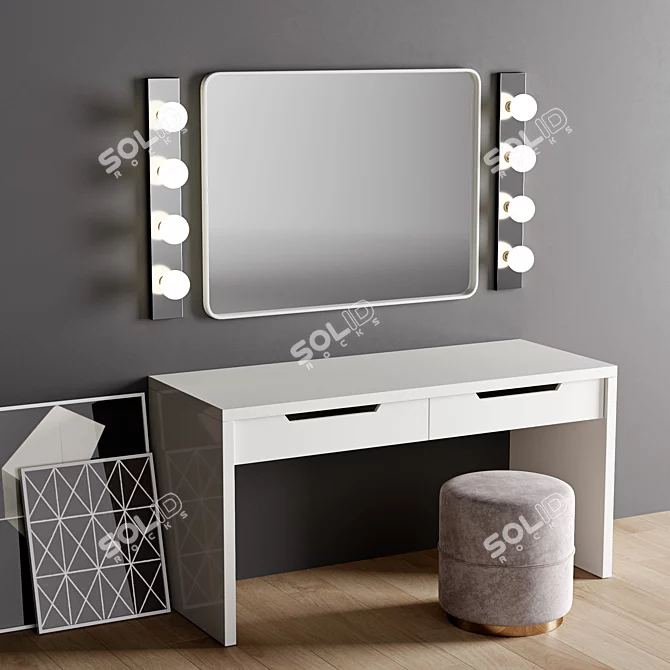 Elegant Vanity Set with Mirror 3D model image 1