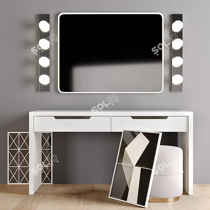 Elegant Vanity Set with Mirror 3D model image 3