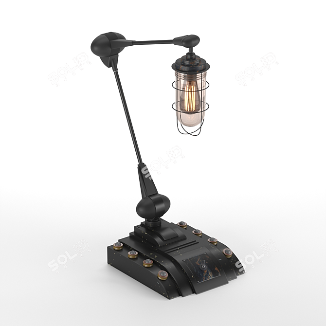 Vintage Industrial Table Lamp 3D model image 2