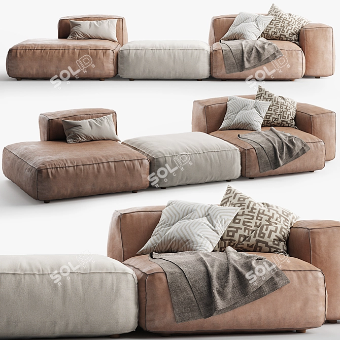 Modern Sketch Miller Chaise Sofa 3D model image 1