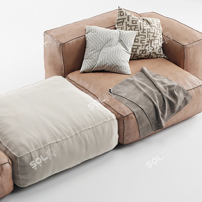 Modern Sketch Miller Chaise Sofa 3D model image 2