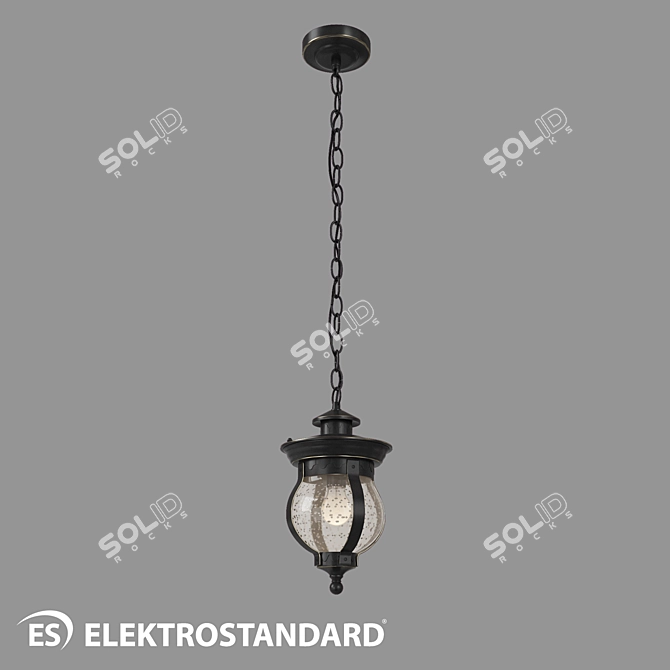 Barrel H Outdoor Pendant Lamp - Black & Gold Finish 3D model image 1