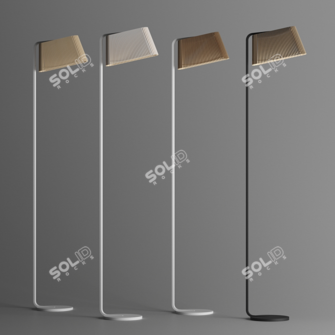 Sleek Birch Slats Floor Lamp 3D model image 1