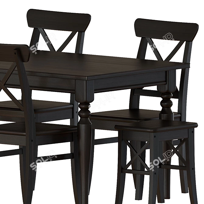 Elegant Ingatorp Dining Set 3D model image 2