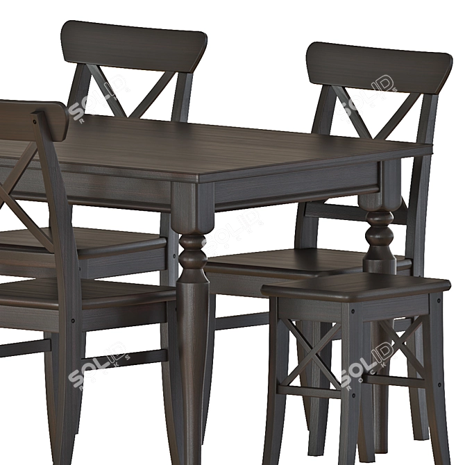 Elegant Ingatorp Dining Set 3D model image 7