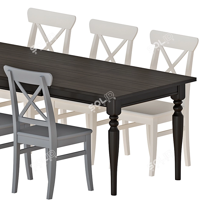 Elegant Ingatorp Dining Set 3D model image 8