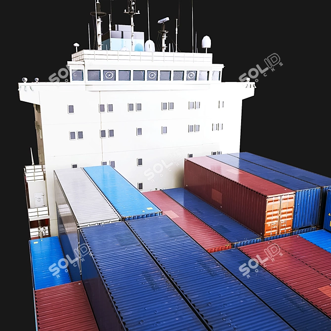 High-Quality Container Ship Model 3D model image 4
