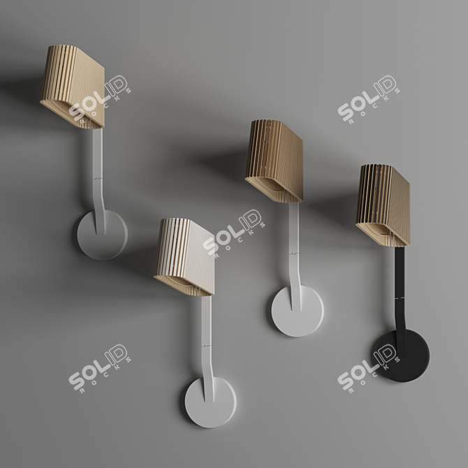 Sleek Birch Wall Lamp 3D model image 1