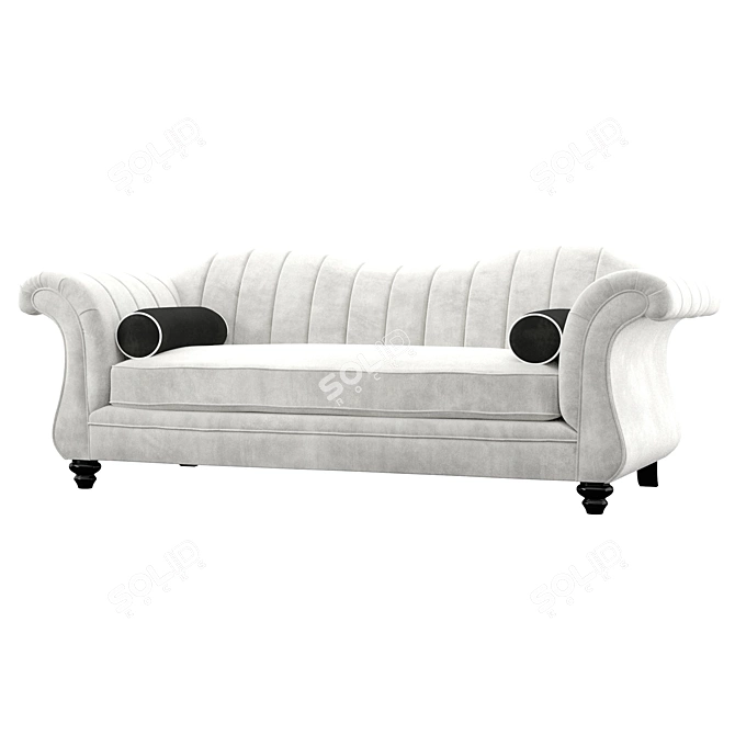 Elegant Flared Arms Chesterfield Sofa 3D model image 1