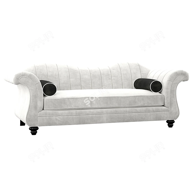 Elegant Flared Arms Chesterfield Sofa 3D model image 2