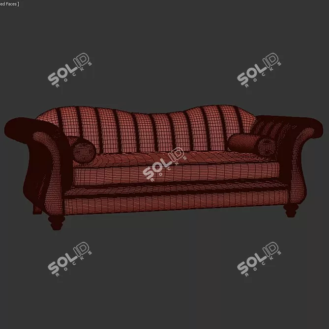 Elegant Flared Arms Chesterfield Sofa 3D model image 3