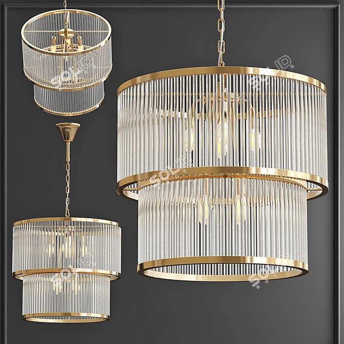 Bronze Pasadena Chandelier with Clear Glass 3D model image 1