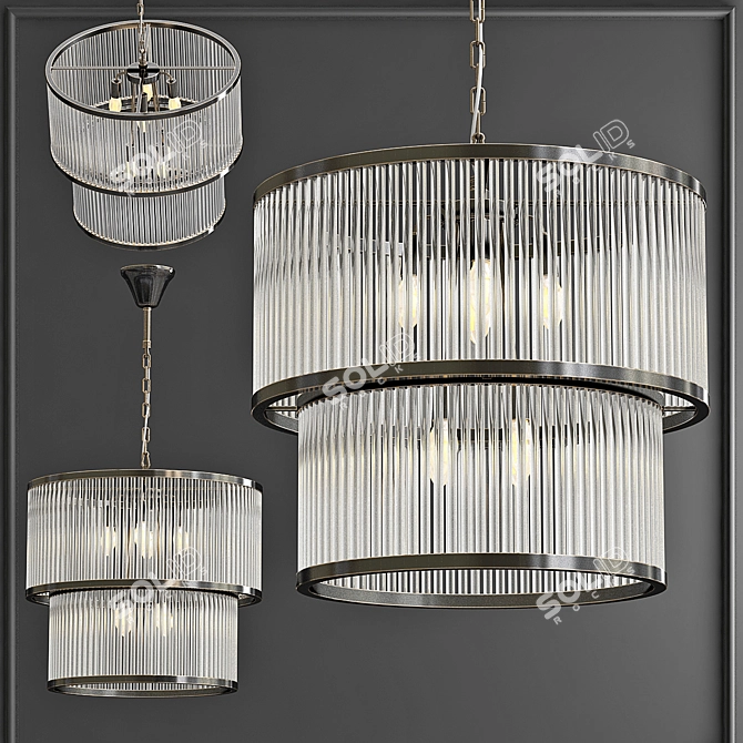 Bronze Pasadena Chandelier with Clear Glass 3D model image 2
