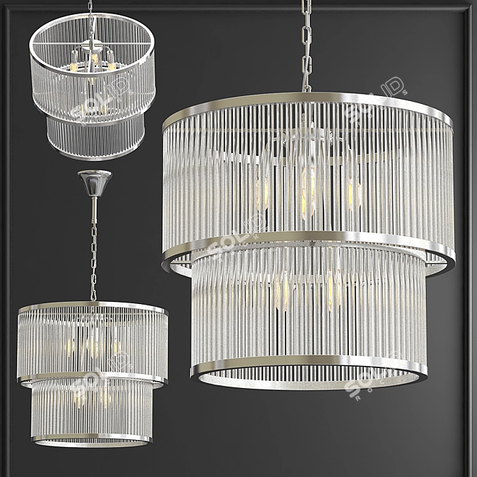 Bronze Pasadena Chandelier with Clear Glass 3D model image 3