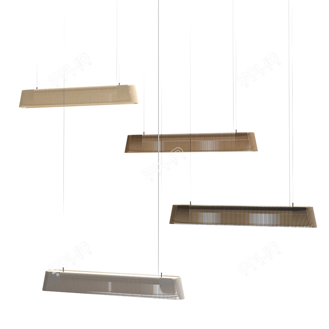 Sleek Birch Pendant Lamp 3D model image 2