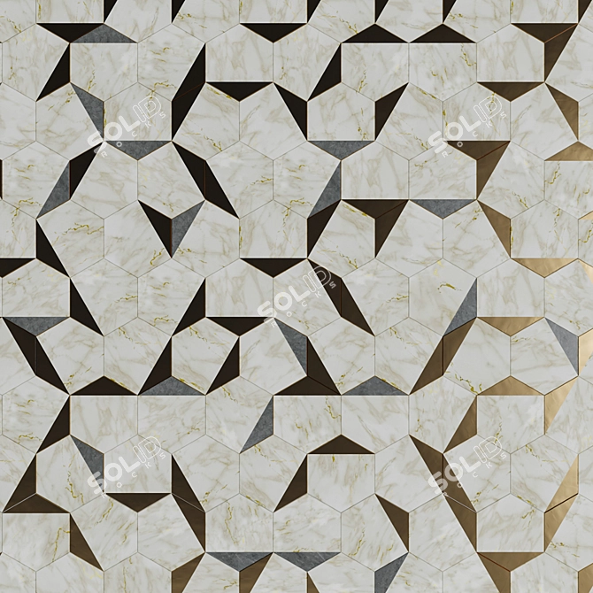 Title: Gold Hex Mosaic by Atlas Concorde 3D model image 2