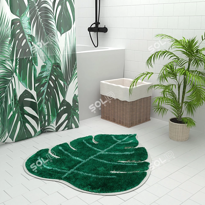 Leaf-shaped Mat: Nature-inspired Home Décor 3D model image 3