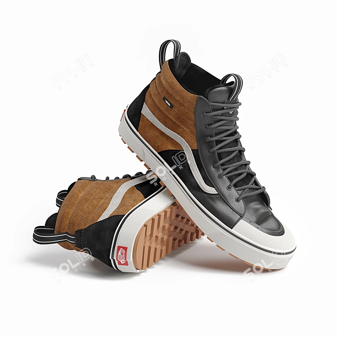 Sleek Vans & Converse: Poly Mid 3D model image 2