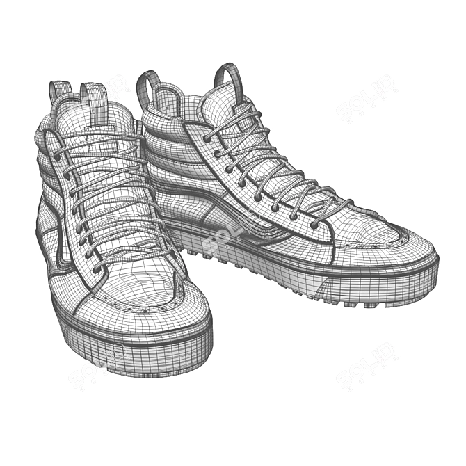 Sleek Vans & Converse: Poly Mid 3D model image 4