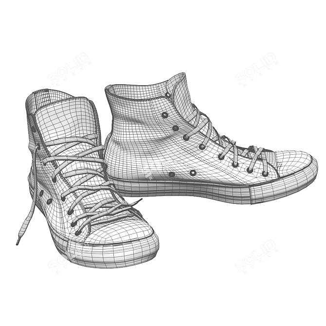 Sleek Vans & Converse: Poly Mid 3D model image 5