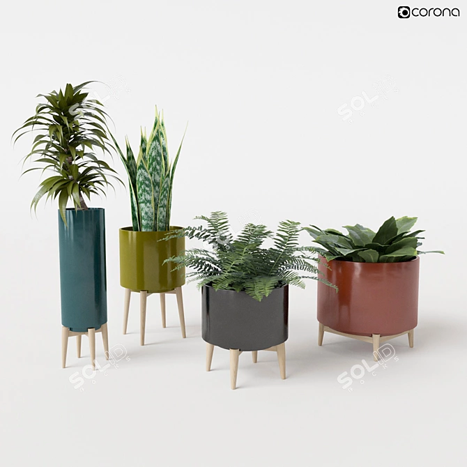 Elegant Florian Flowerpot Set 3D model image 1