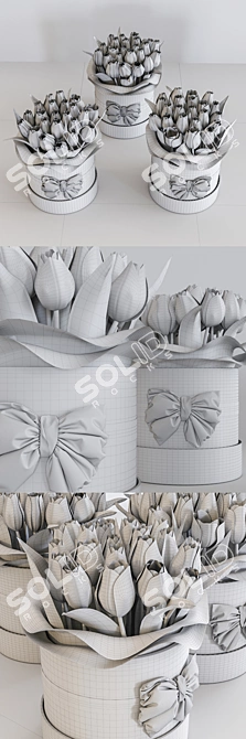 Spring Blooms Gift: Tulips in Box 3D model image 5