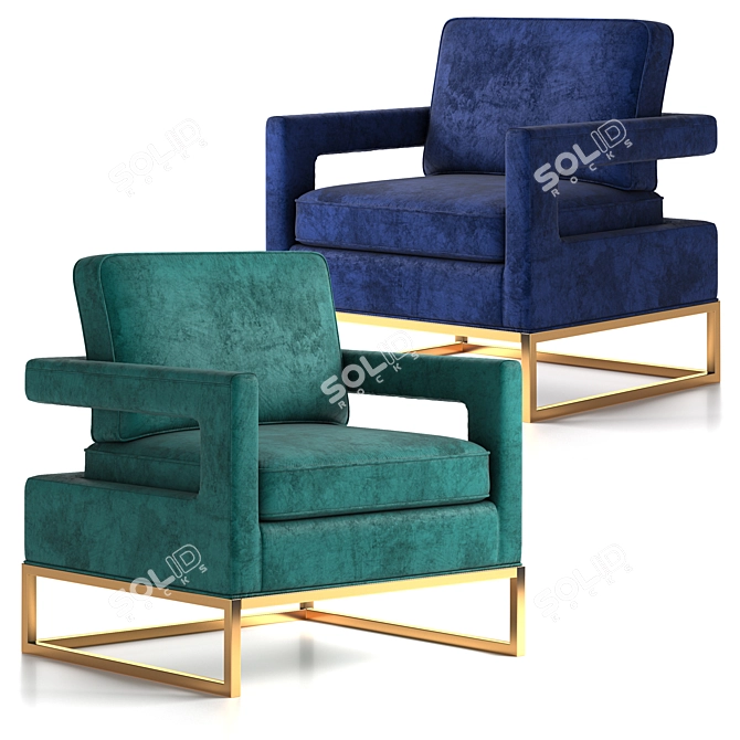 Noah Velvet Accent Chair: Stylish and Versatile 3D model image 2