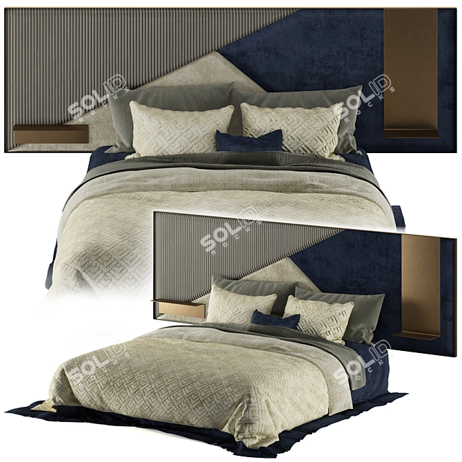 Ego Shake Double Bed with Headboard 3D model image 1