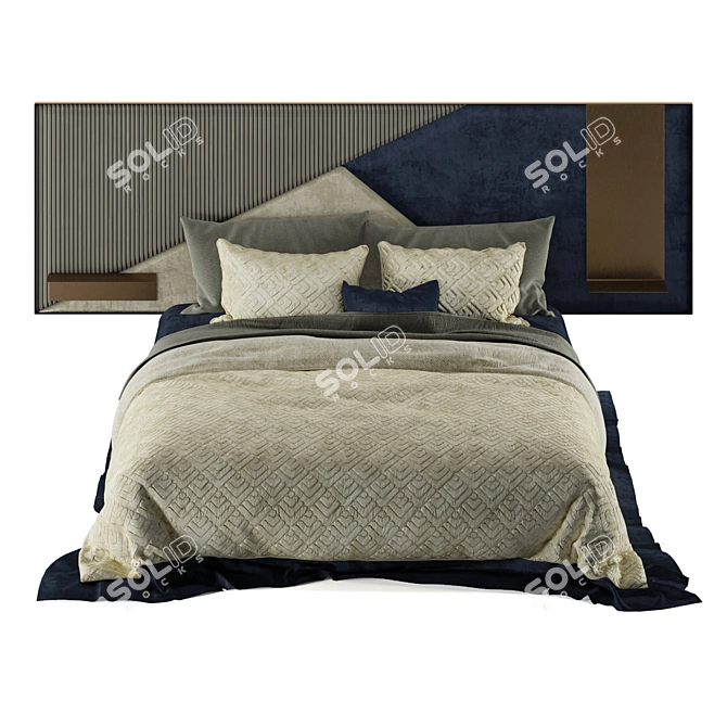 Ego Shake Double Bed with Headboard 3D model image 2