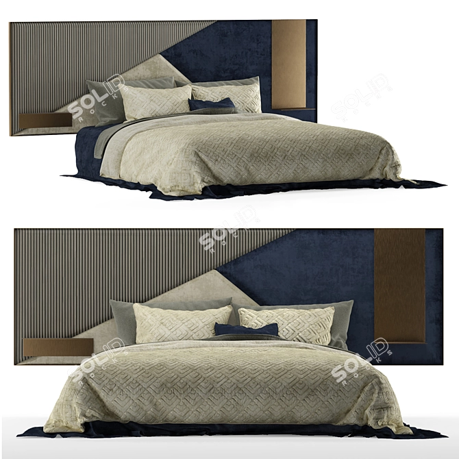 Ego Shake Double Bed with Headboard 3D model image 3