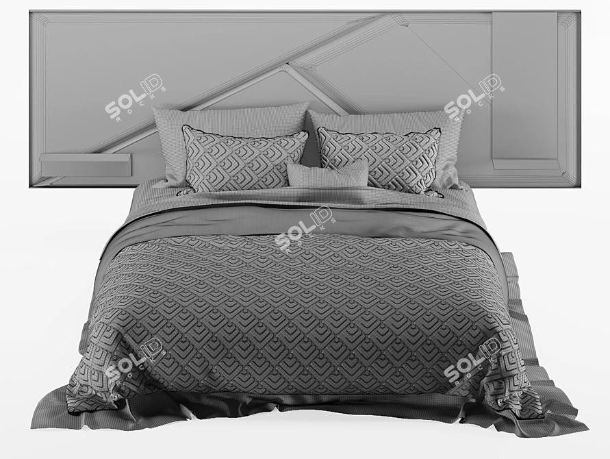 Ego Shake Double Bed with Headboard 3D model image 4