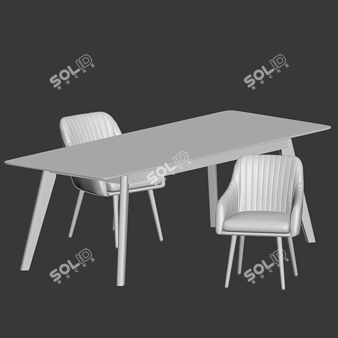 Modern Dining Set: Rochelle Lounge Chair + Cirrus Dinning Table 3D model image 3