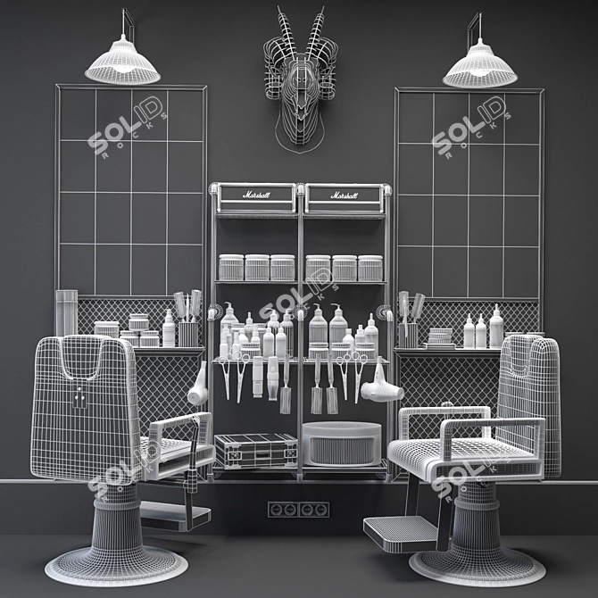 Highly Detailed Photorealistic Barber Shop Model 3D model image 4