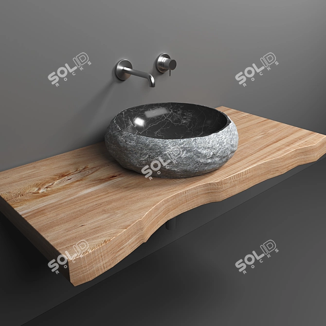 Elegant Stone Sink 3D model image 2