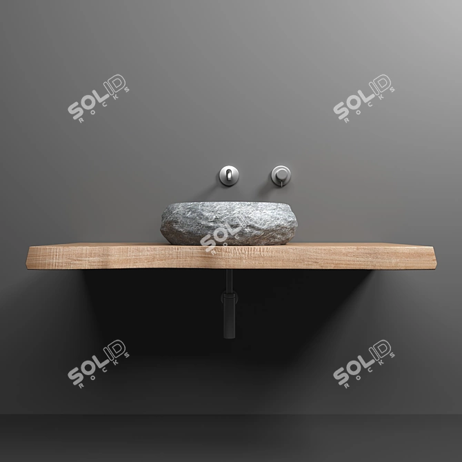 Elegant Stone Sink 3D model image 3