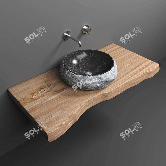 Elegant Stone Sink 3D model image 4