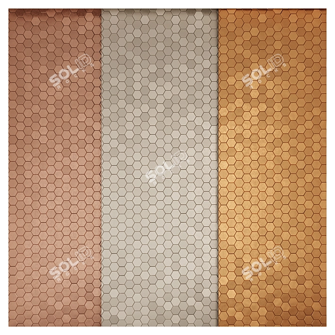 Metal Hexagon Tiles: Gold, Nickel, Copper 3D model image 2