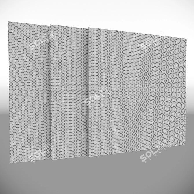 Metal Hexagon Tiles: Gold, Nickel, Copper 3D model image 3