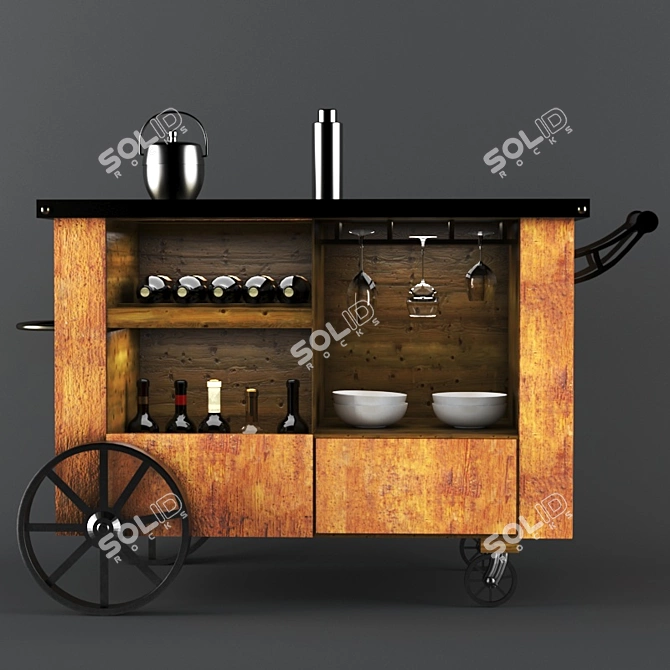 Sleek Bar Buffet: Cool, Stylish, and Functional 3D model image 1