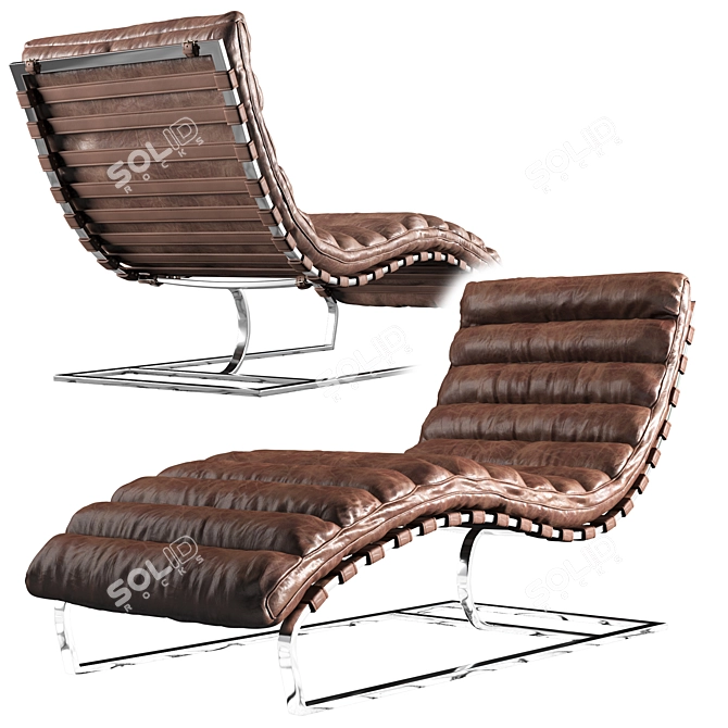 Vintage Leather Chaise Lounge 3D model image 1